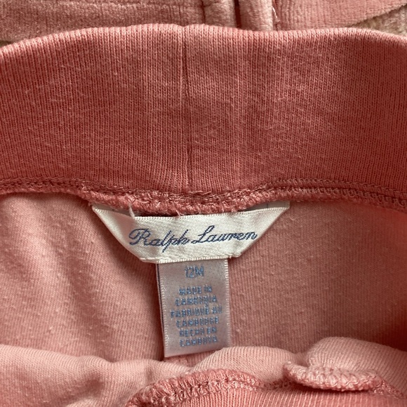 Ralph Lauren Pink Velour Hoodie Set, Size 9-12 months Cream color - Picture 5 of 6